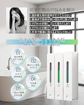 Amazon｜シャンプーボトル 3室｜壁掛けタイプ 各400ML