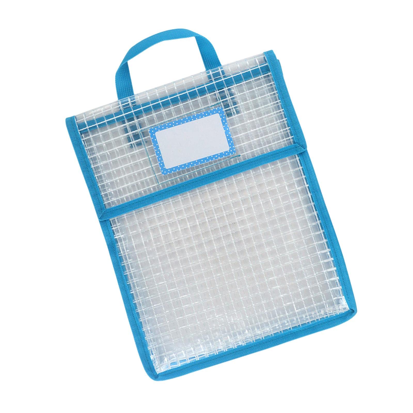 Borse per cartelle con Cerniera, Confezione da 2 Borse Porta Libri con Manico Blu(5 Set of(Blue))
