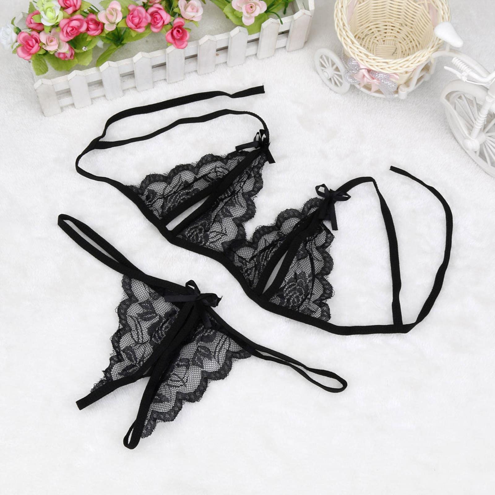 Ensemble Lingerie Dentelle Pour Femme - Body/maillot De Corps Et String Neuf Avec étiquettes