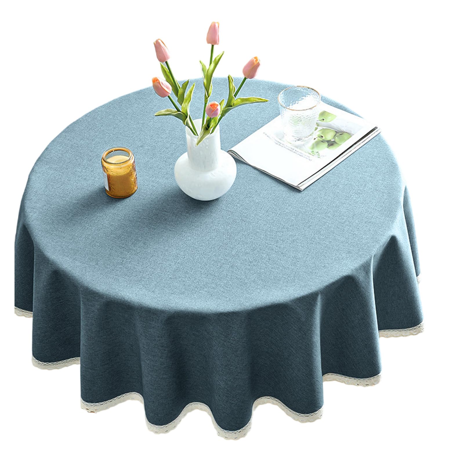 Carotoe F Round Waterproo Table Cover Or Kitchen Dining Oilproo Easy Maintenance Tear Resistant Home Decoration Oil Resistant Polyester Tablecloth