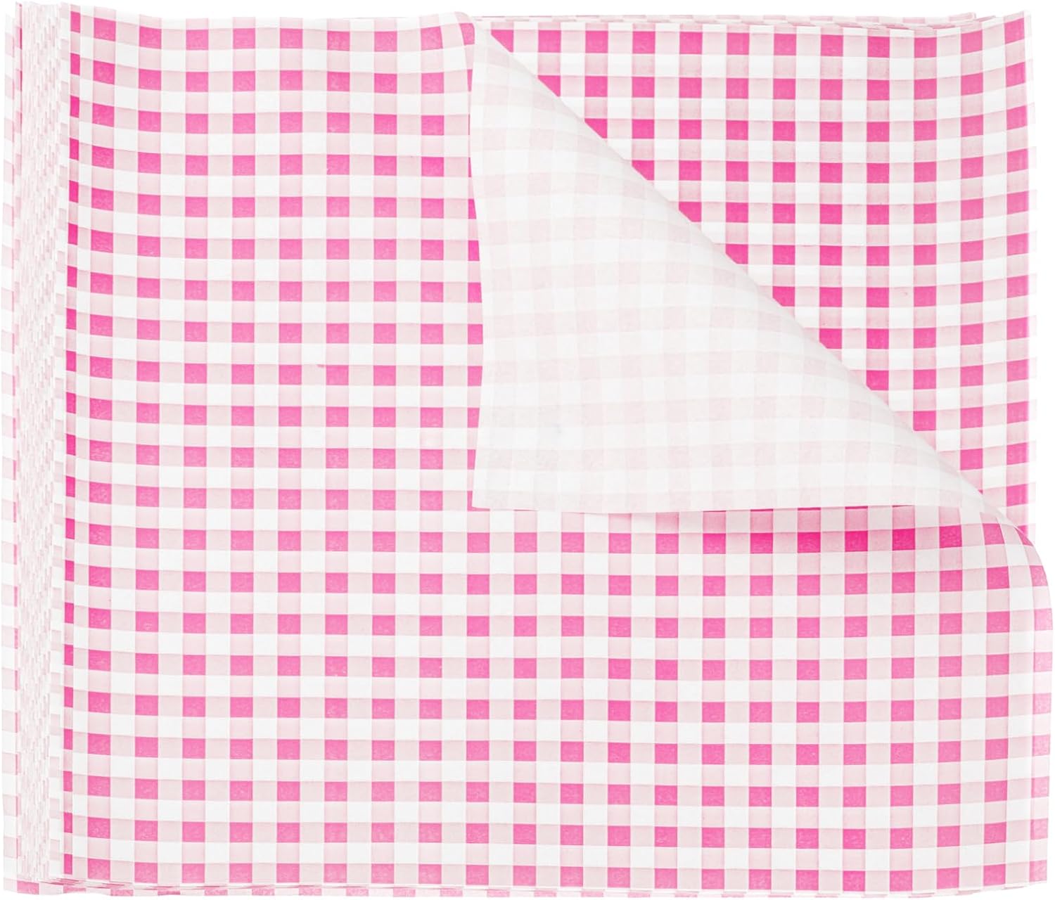 HARFINGTON 100pcs Square Checkered Wax Paper Sheets - 9.84" x 9.84" Oil-absorbing Dry Food Wrapping Paper for Sandwiches, Baking, Picnics, Bread, Hamburgers - Pink