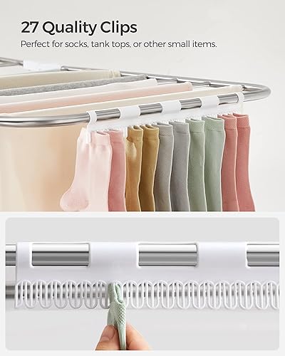 Miniatura 5 de SONGMICS 2-Level Clothes Drying Rack and Steel Frame Clothes Drying Rack Bundle, Foldable 2-Level Laundry Drying Rack, Steel Frame Laundry Drying