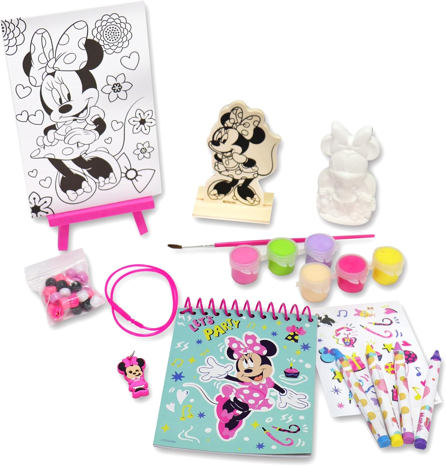 Disney Junior Minnie Mouse 5 in 1 Creativity Tub, 50-Piece Paint and Color Preschool Arts and Crafts Activity Set