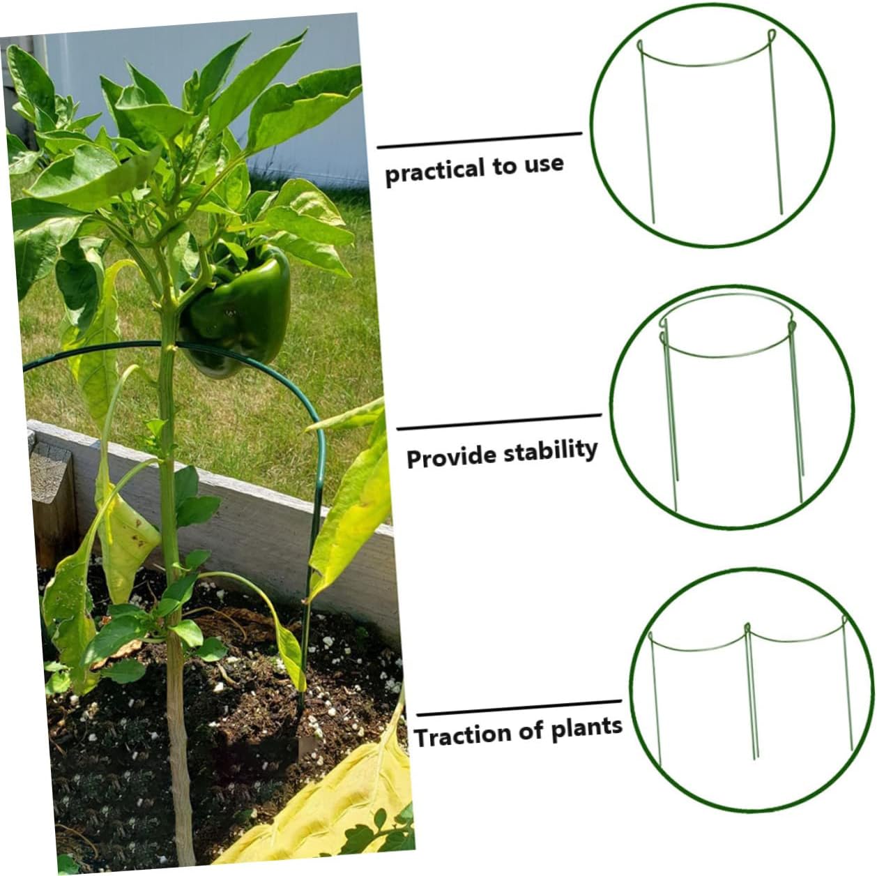 4Pcs Semicircular Plant Support Frame for Use Durable Garden Trellis Green Coated Flower Support Structure for Potted Plants