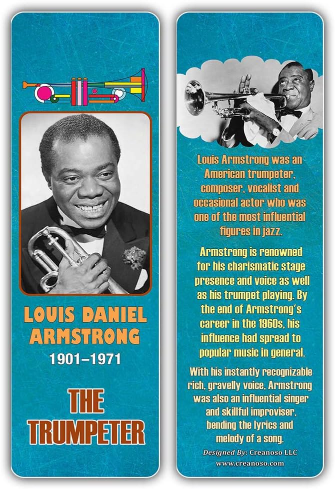 Creanoso Learning Facts Historical Famous Americans Musicians Bookmarks (60-Pack) – Unique Teacher Stocking Stuffers Gifts for Boys, Girls, Kids, Teens, Students – Book Reading Clippers