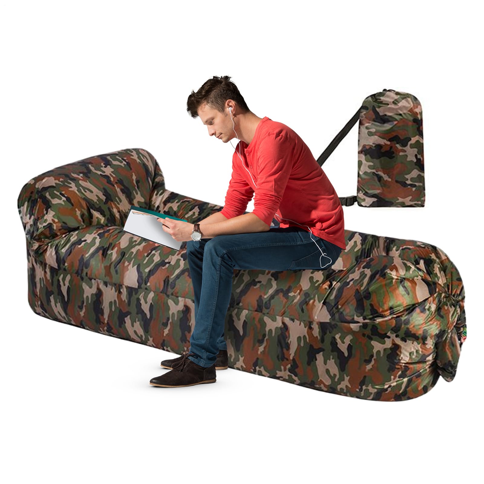Canapé gonflable avec coussin intégré et chaise longue étanche pour camping et voyage