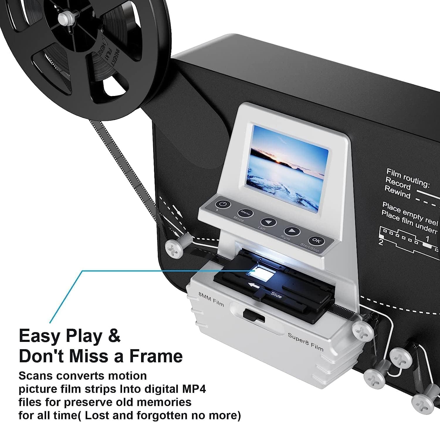 Super 8 Film Scanner Digitalisieren 32 GB Speicherkarte 2,4" LCD