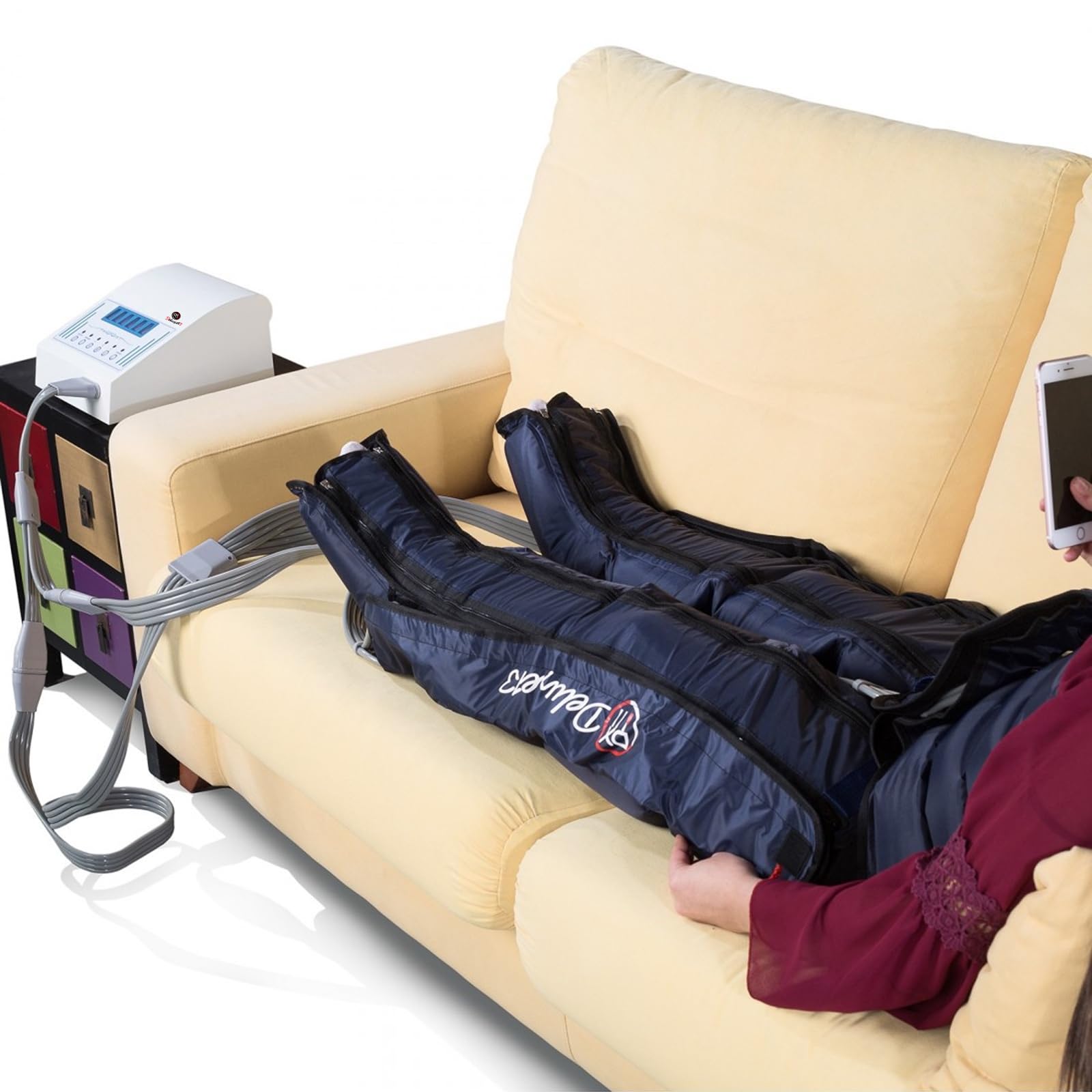 Equipo de Masaje por Aire de Alto Rendimiento con Intensidad Regulable – Masajeador para Piernas, Abdomen y Brazos