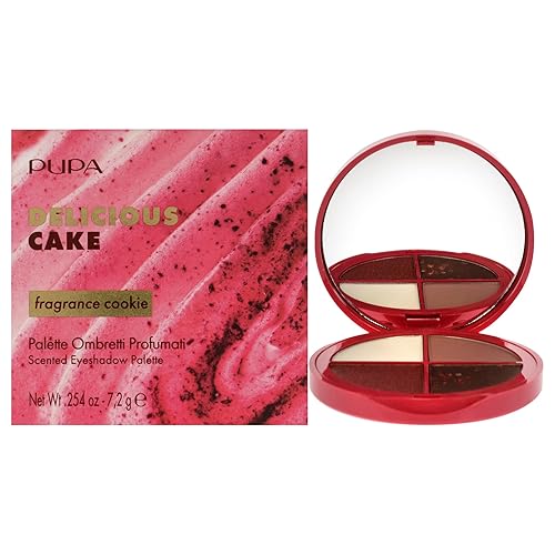 Pupa Milano Delicious Cake - 002 - Sombra de ojos de pastel de chocolate con cereza para mujer, 0.25 onzas