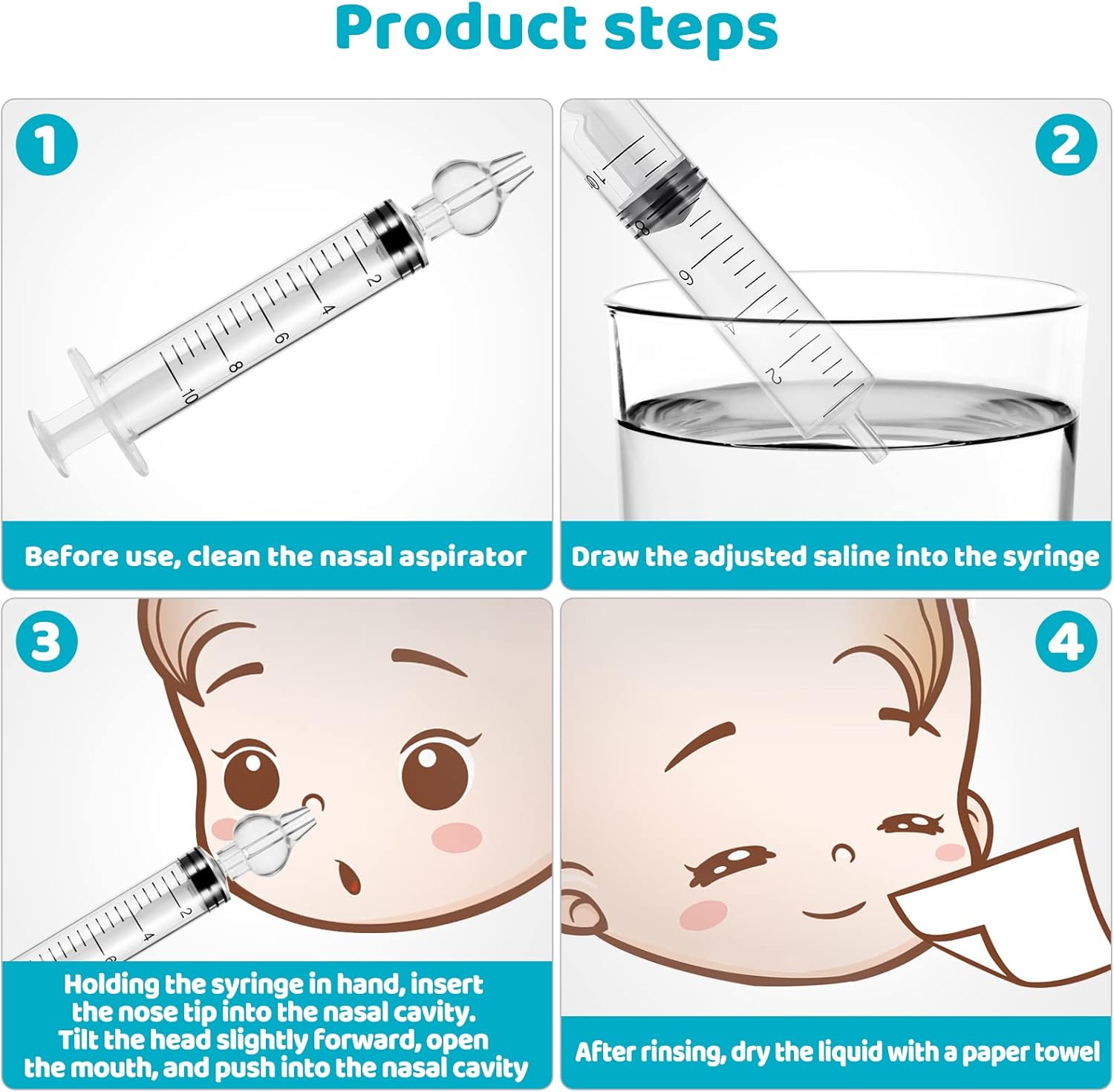 Baby Nasal Aspirator - Professional Rinse System Baby Nasal Irrigator Portable Infant Nose Cleaner Quick Rinse Device BPA Free Nose Sucker for Baby Newborn Infants Kids Children
