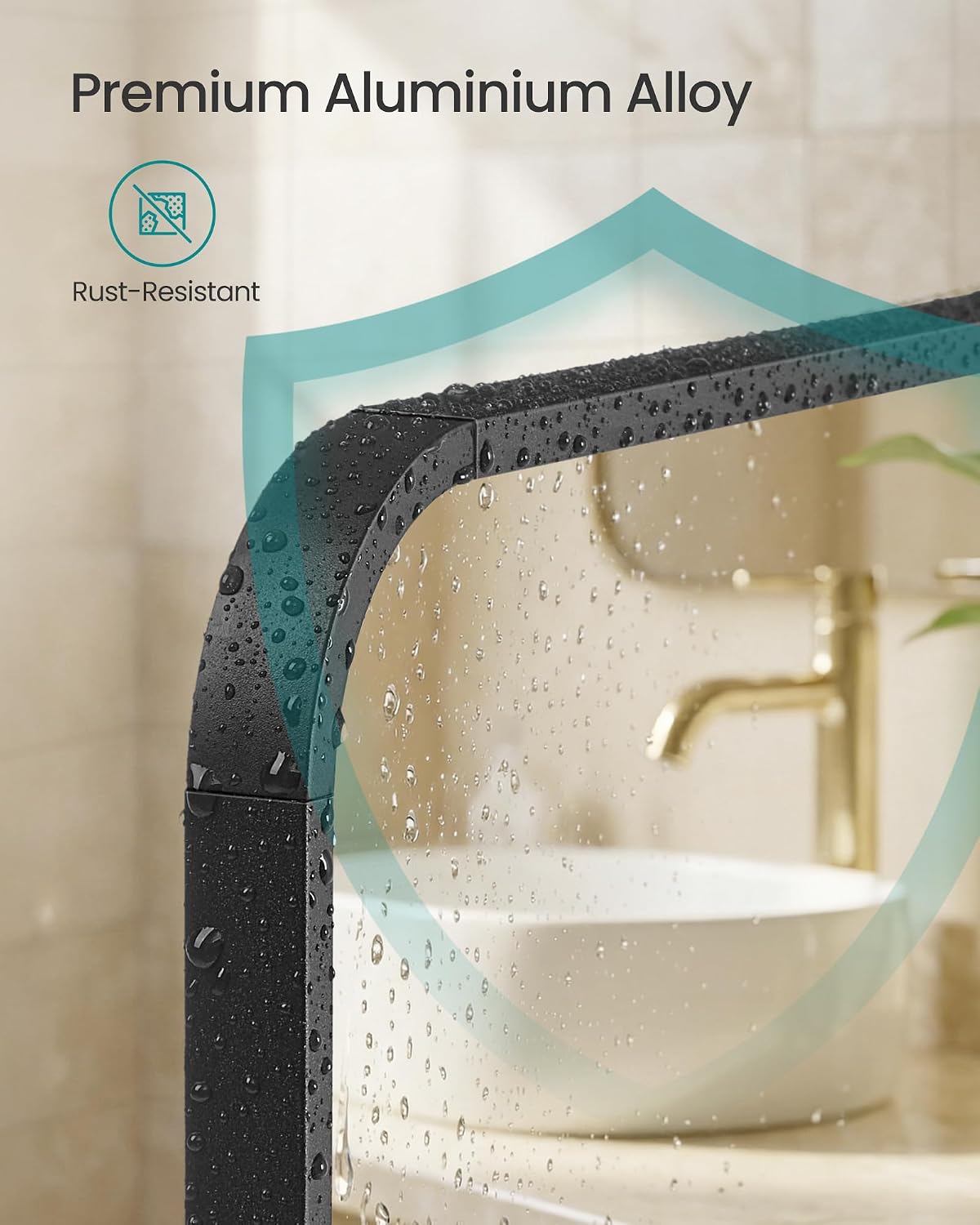 SONGMICS Bathroom Mirror, Wall Mounted Vanity Mirror, Rectangular, Aluminium Frame, 40 x 30 cm, with Safety Film, 2 Mounting Options, for Living Room, Bedroom, Bathroom, Ink Black LWM012BD01