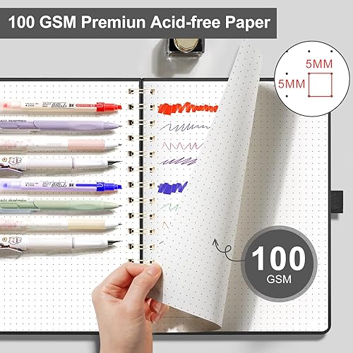 Miniatura 57 de EMSHOI Diario de puntos y viñetas – Cuaderno espiral de cuadrícula de puntos de 8.5 x 11 pulgadas, cuaderno de puntos grande A4, papel grueso