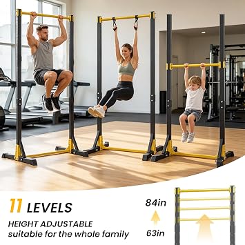 Pull Up Bar Free Standing Portable Pull Up Stand, 11 Gears Height Adjustable, 400 LBS Capacity, Outdoor Pullup Bar Station for Home Gym, Black