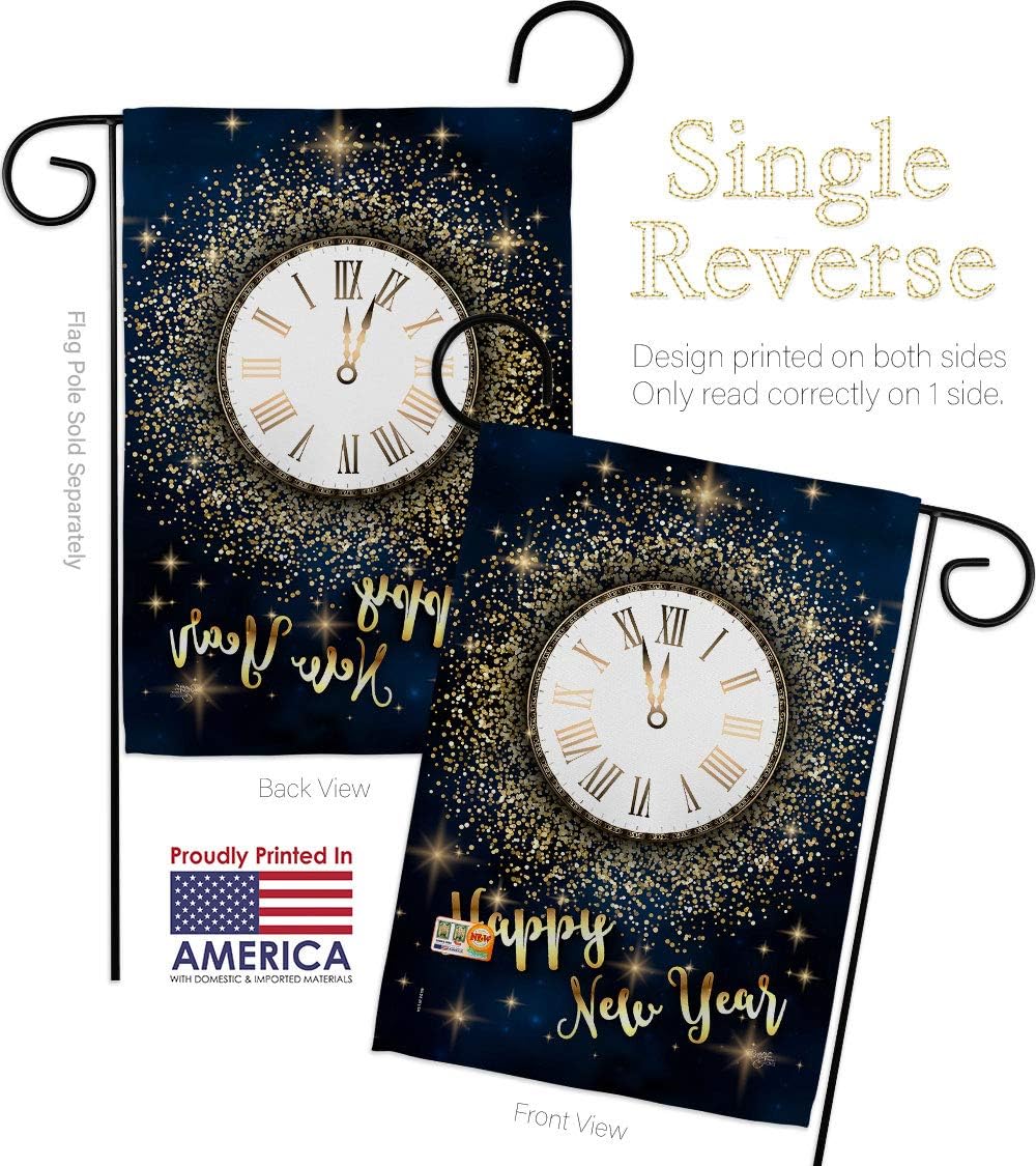 Countdown New Year Garden House Flags Set Clock Champagne Party Fireworks Celebrate Small Decorative Gift Yard Banner Made In USA 28 X 40
