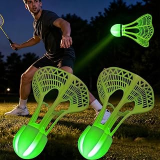 2pcs Glow in The Dark Badminton Birdies, Wind-Breaking Luminous Badminton Shuttlecock for Indoor Outdoor Sports,7 * 8cm