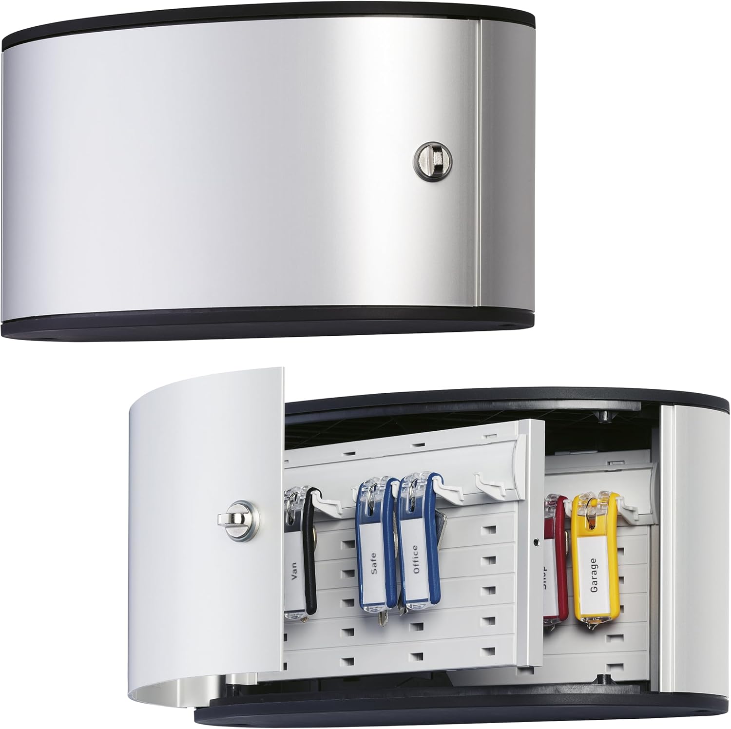 Durable Key Safe Box 12 - Wall Mounted Turn Lock Key Holder Cabinet Holds 12 Key Clip Keys - Securely Locks Keys - Aluminum Key Safe Including 6 Key Clip Tags