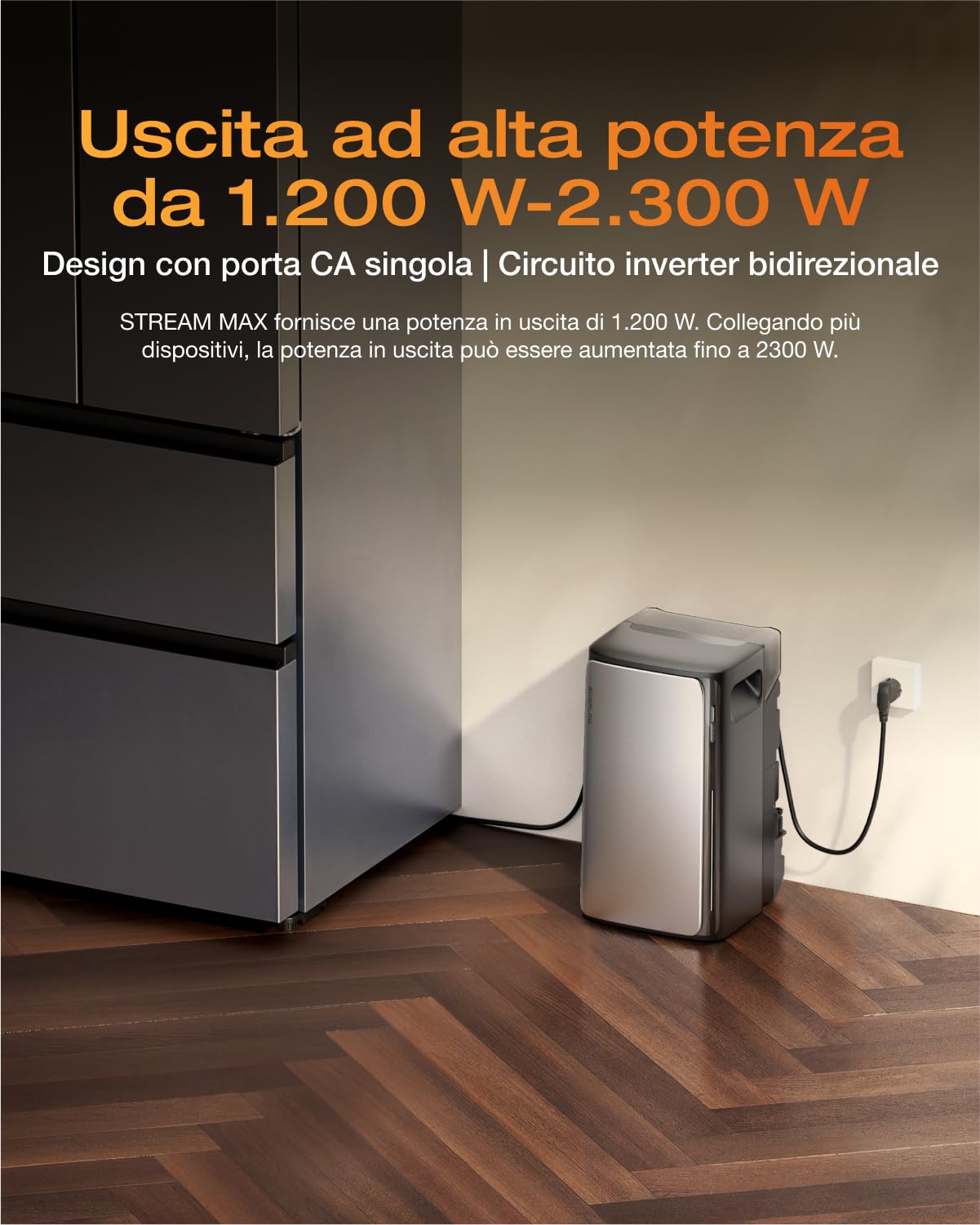 Centrale elettrica da balcone EcoFlow STREAM Max da 1,92 kWh con accumulo a batteria|ingresso solare da 1,8kW|2 MPPT|porte CA singole da 1,2kW|micro inverter|11,52 kWh espandibile|LFP da 6k cicli|AI