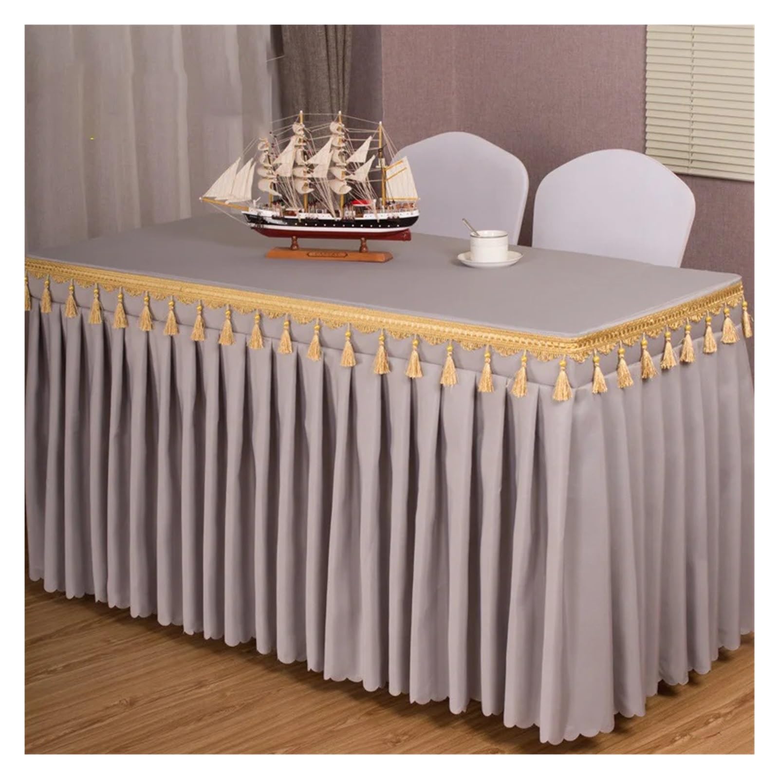 Błękitna spódnica stołowa na prostokątne stoły, idealna na baby shower, imprezy, wesela i bankiety, dekoracyjna narzuta na stół w jednolitym kolorze, 180 x 40 x 75 cm, rozmiar zastawa stołowa w