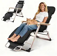 Cadeira de Praia Reclinável Dobrável com Almofada de Algodão Removível - Design Ergonômico Ajustável em 3 Posições,Suporte Máximo de 150kg,Ideal para Espreguiçadeira de Praia,Jardim e Piscina