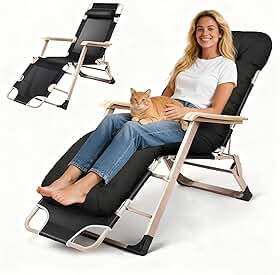 Cadeira de Praia Reclinável Dobrável com Almofada de Algodão Removível - Design Ergonômico Ajustável em 3 Posições,Suporte Máximo de 150kg,Ideal para Espreguiçadeira de Praia,Jardim e Piscina