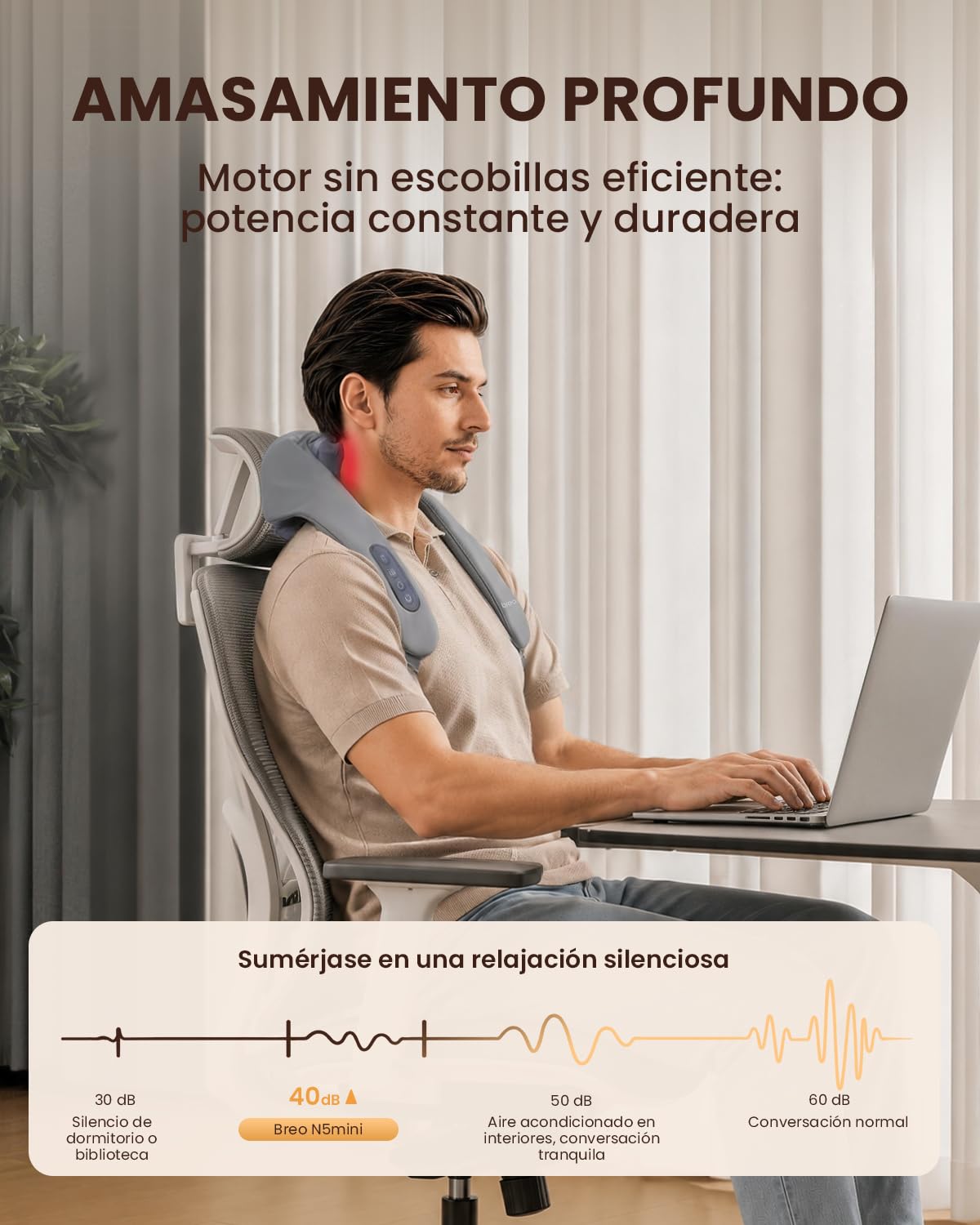 Breo N5 Mini Portátil Masajeador Cervical y Espalda, Hombros y Espalda con Calefacción, Masajeador de Cuello Inalámbrico para Alivio del Dolor de Tejido Profundo, Masajeador Shiatsu, Regalo Ideal
