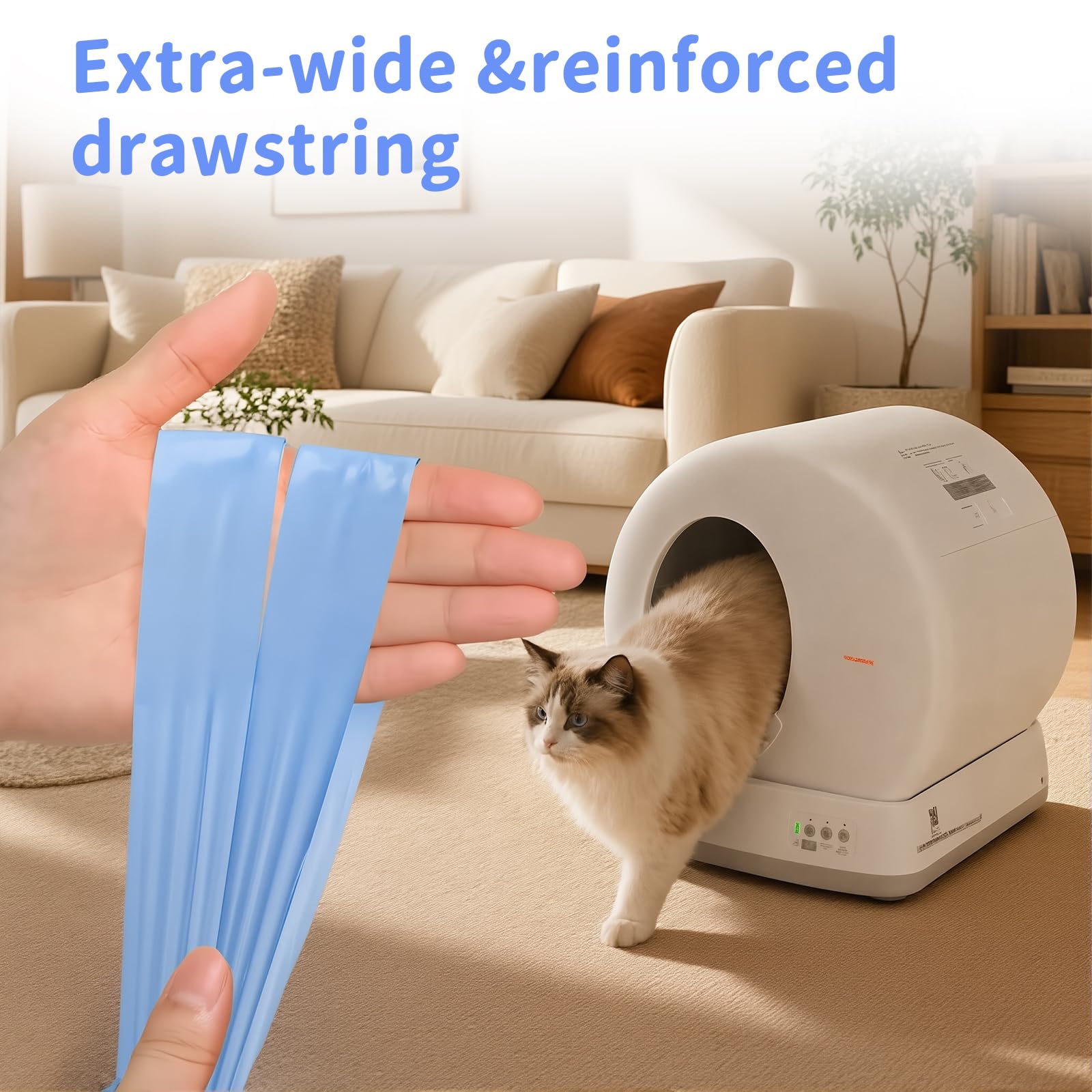 120 bolsas de arena para gatos autolimpiables, compatibles con MeoWant-SCO1 y MeoWant-SCO2, forro grueso y resistente con cordón de repuesto para caja de arena para gatos, 18 x 12.6 pulgadas