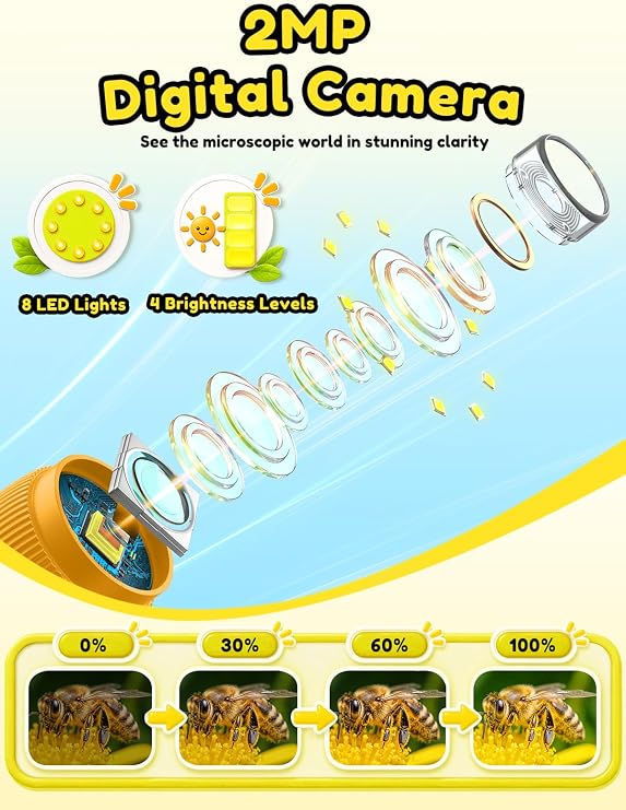Acoath Microscope for Kids, 1000X Handheld Digital Miniscope Toys with 2.0