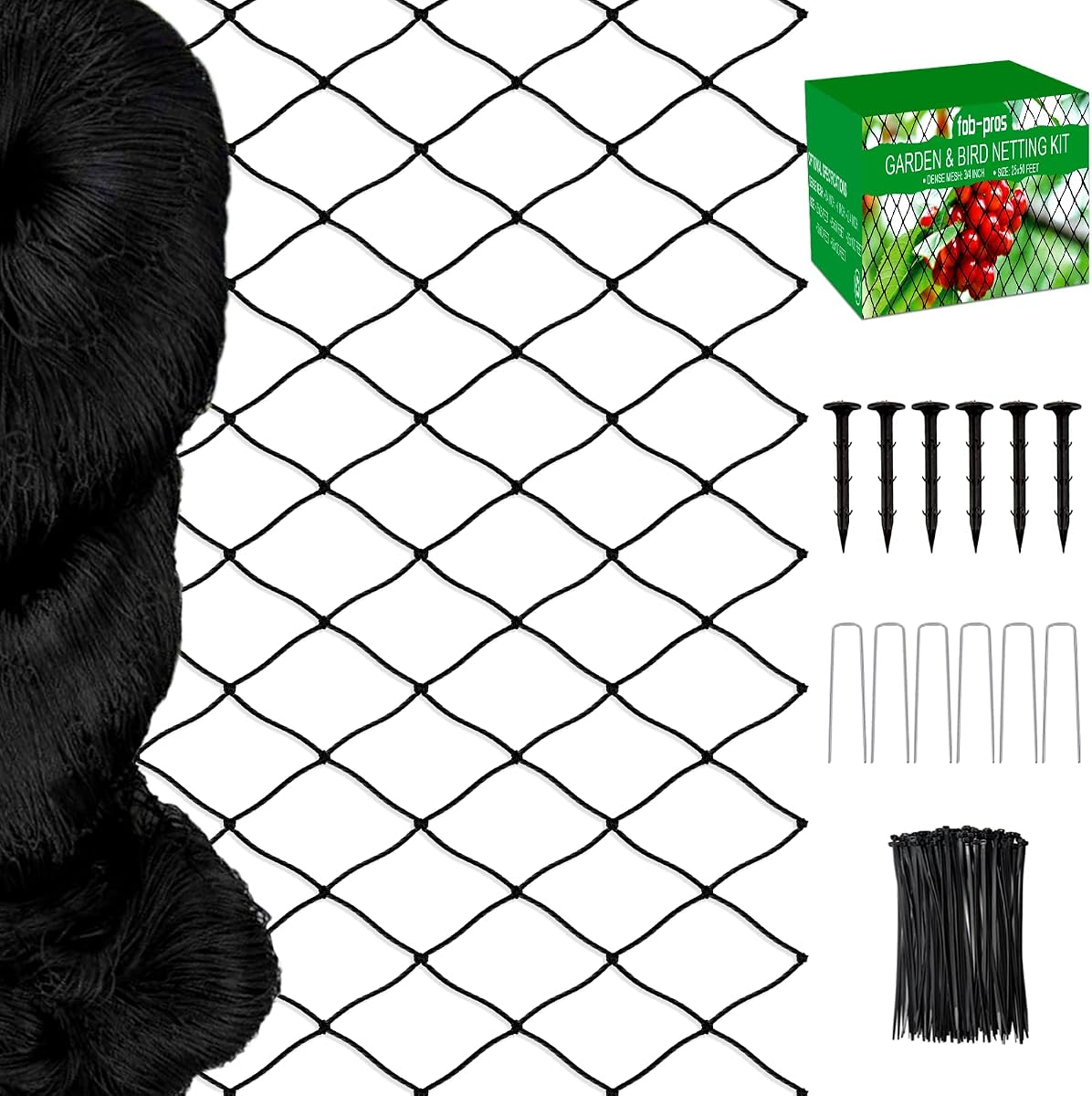 Bird Netting 25'x50'with 3/4" Square Mesh, Heavy Duty Nylon Garden Netting | Poultry Netting for Chicken Coop, Fruit Tree Netting for Orchard Against Squirrels, Deer, Hawk, Aviary Net