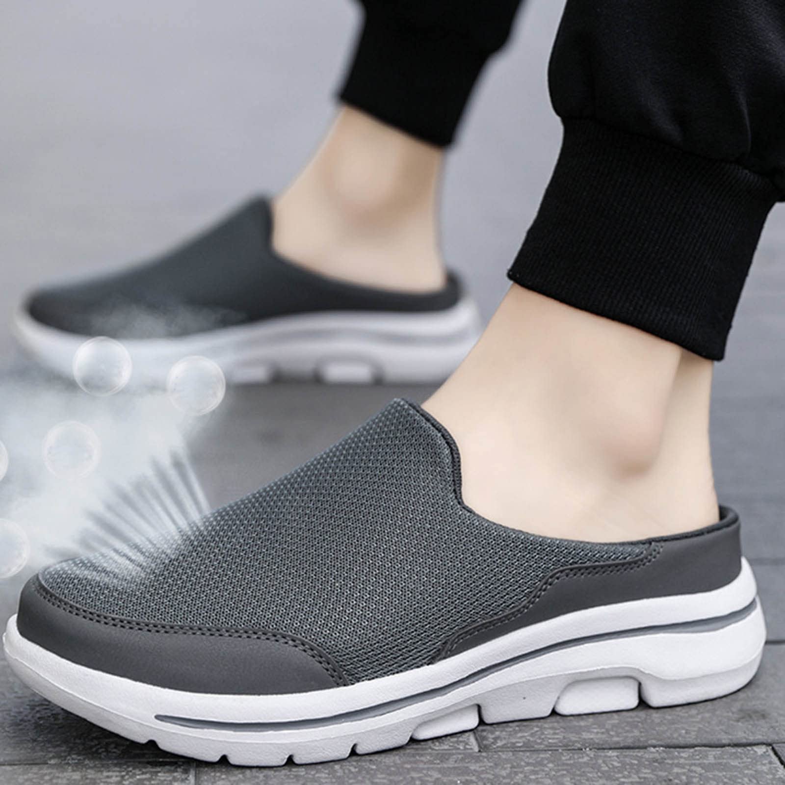 Garten-Clogs für Herren, Schlupfpantoletten, Sommer, Strand, Freizeitschuhe für Outdoor-Spaziergänge, atmungsaktiv, leicht, rückenfrei, orthopädische Netz-Hausschuhe mit Fußgewölbeunterstützung