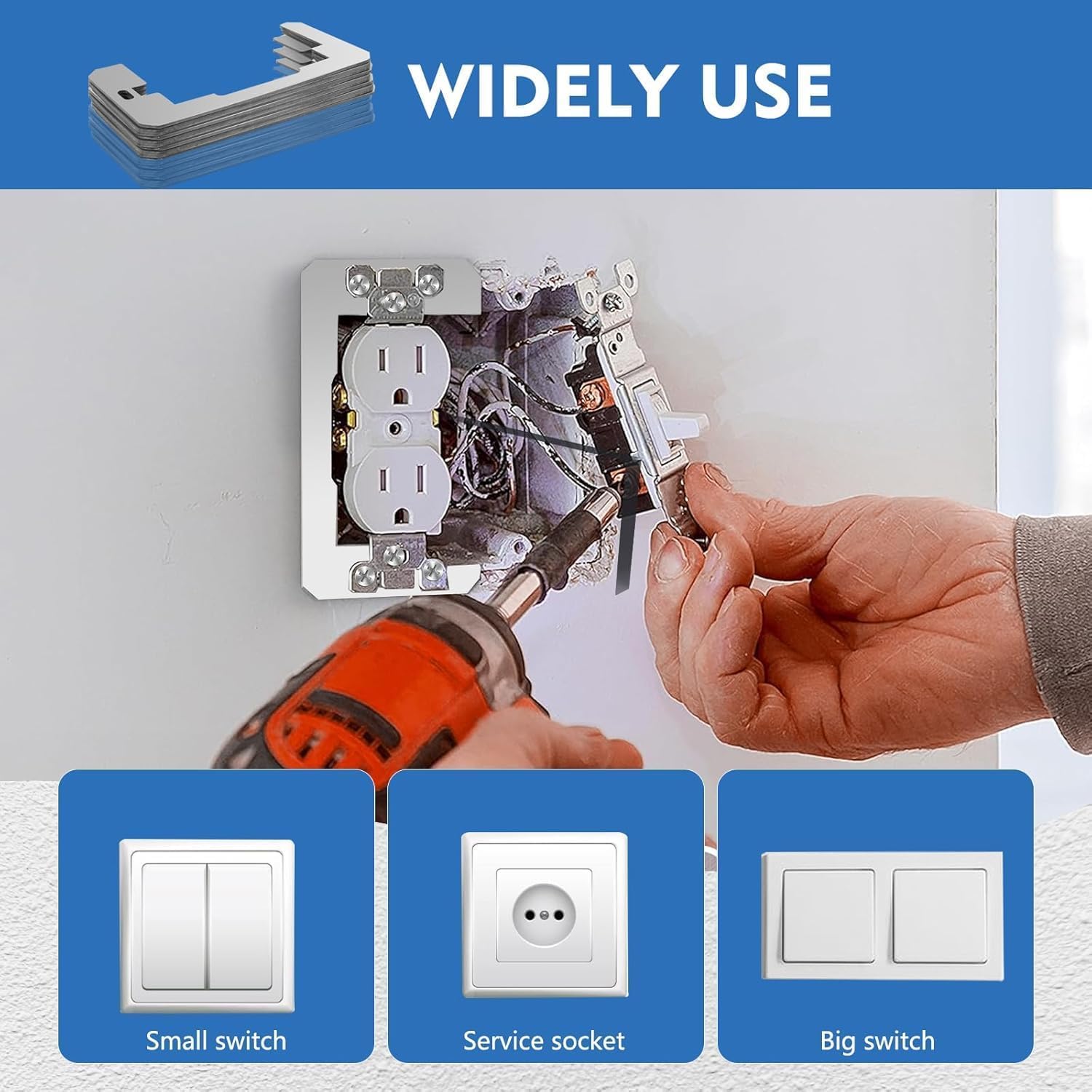 Wall Plate Spacer, 12Pack Metal Flush Fit Device Level Plate for Wall Outlet Repair and Loose Electrical Plug Fix, Outlet Spacers Extender Shims for Electrical Box/Switch