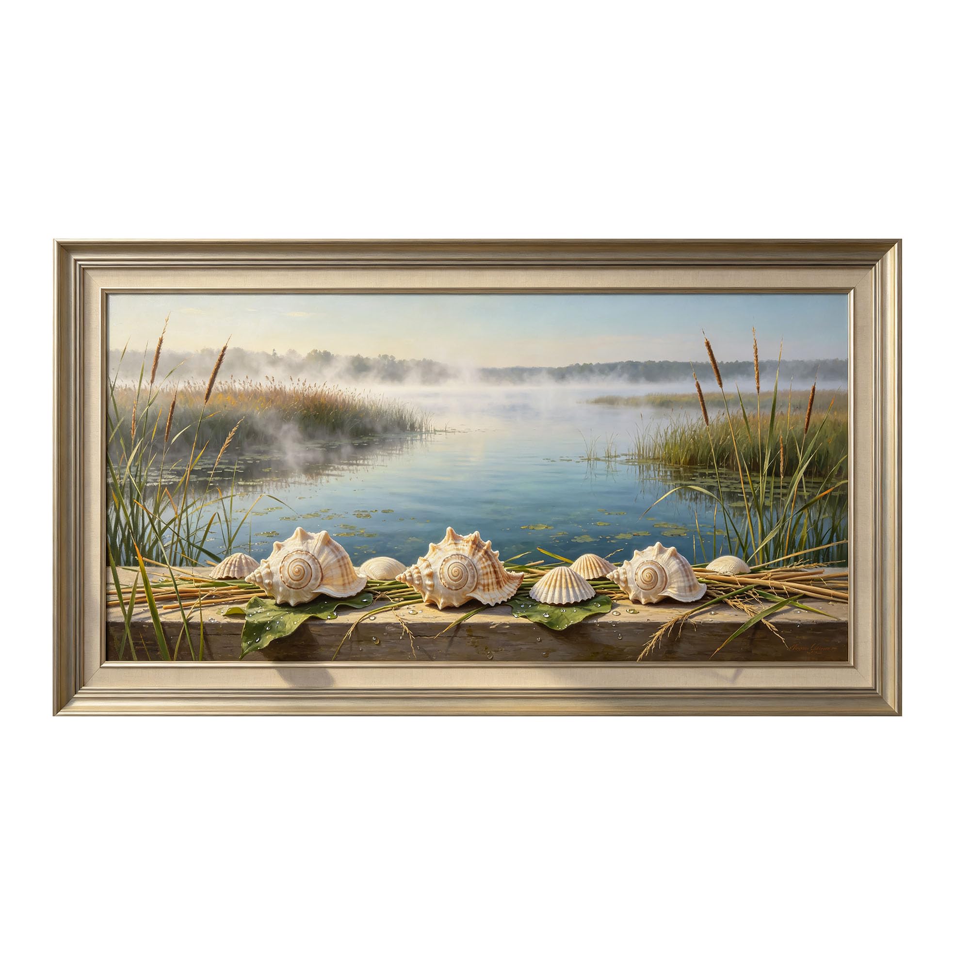Yzpallescene 3D Framed Wall Art 50cm×100cm Coastal Seascape Impressionist Oil Painting Large Size SelfAdhesive Removable Wall Decor Prints Artwork for Living Room Bedroom Office