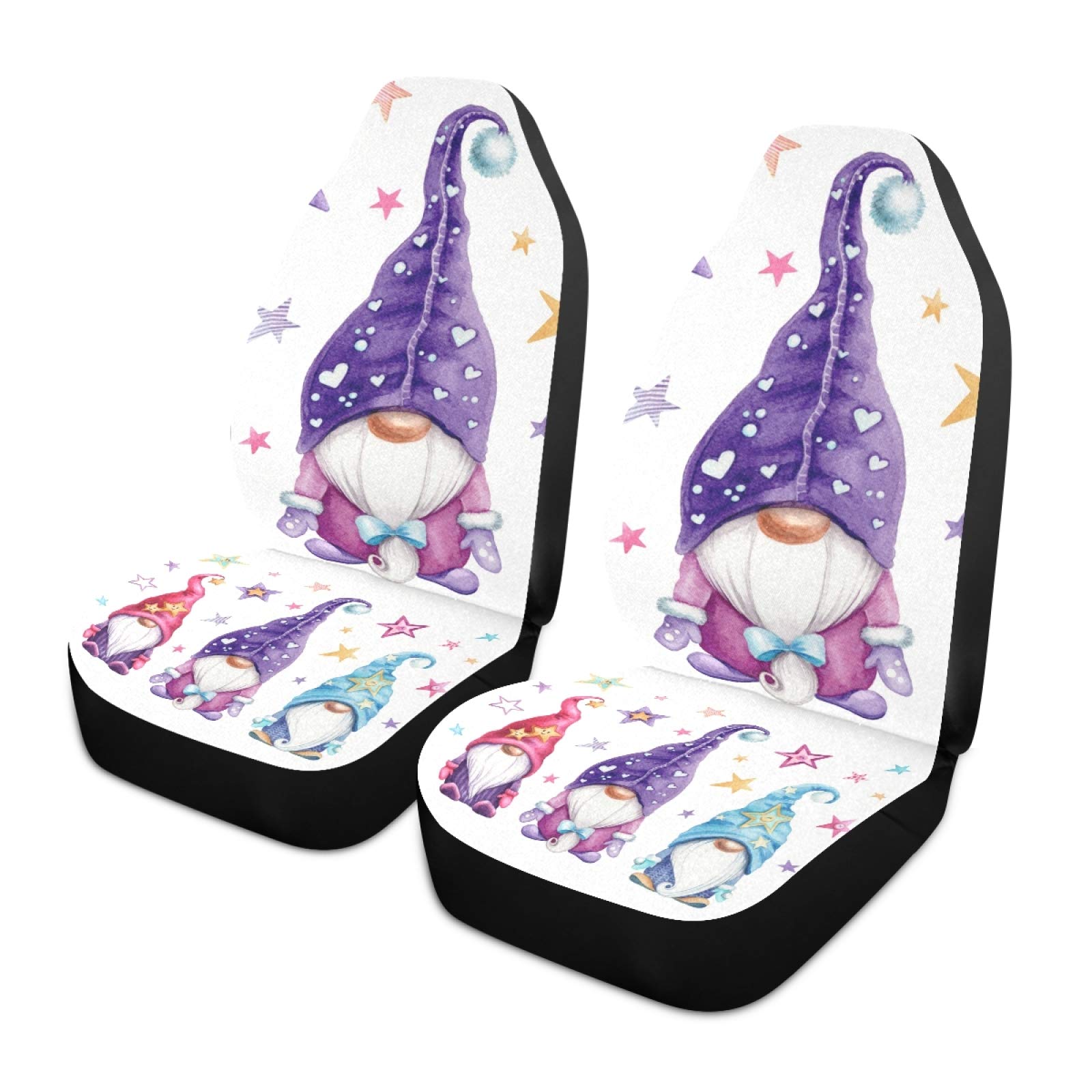 xigua Cute Gnomes Front Car Seat Cover Breathable Waterproof Non-Slip Wearable Car Seat Accessories Easy to Install Automotive Front Protectors for