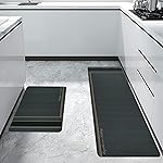Anti Fatigue Kitchen Rug Sets 2 Piece Charcoal Grey Non Slip Kitchen Mats for Floor Cushioned Kitchen Rugs & Mats Waterproof Comfort Standing Mat Runner for Kitchen