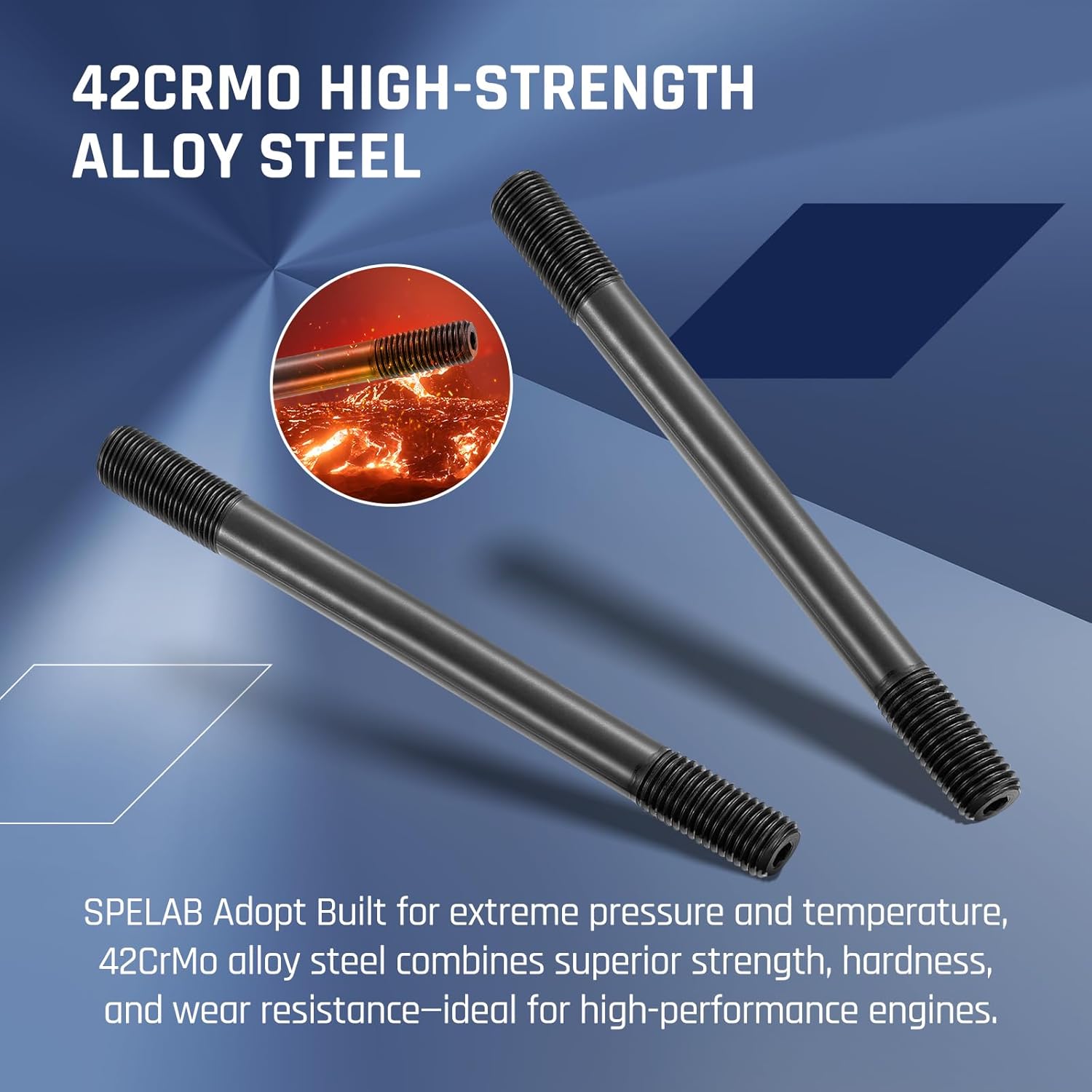 SPELAB 208-4305 2084305 High Performance 12-Point Cylinder Head Stud Bolt Kit Replacement Compatible with Honda 1996-2000 Civic CX DX EX 1.6L D16Y D16YZ D16Y7 D16Y8 SOHC with Head Studs Nuts Washers