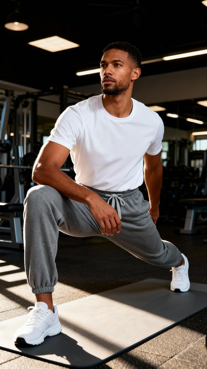 Men's Sweatpants Fleece Joggers Elastic Bottom Pants with Pockets Tapered Athletic Elastic Drawstring Sweatpants for Men - Image 2