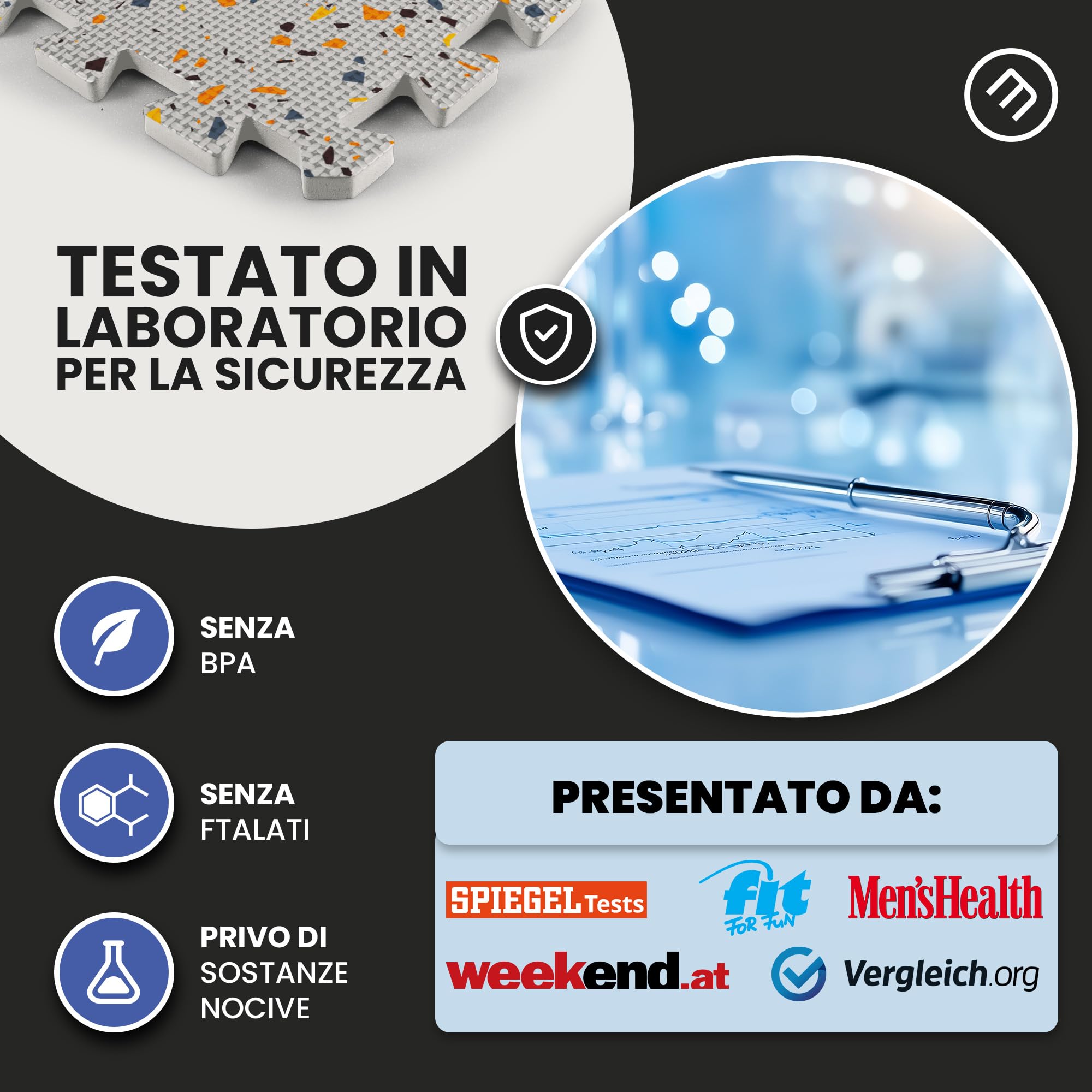 bemaxx Tappeto Palestra Tappetino Fitness da Ginnastica a Puzzle EVA | Pavimento Protettivo Incastro Tatami Allenamento Protezione Sport, Materassino Mattonella Pavimentazione per Home Gym Manubri