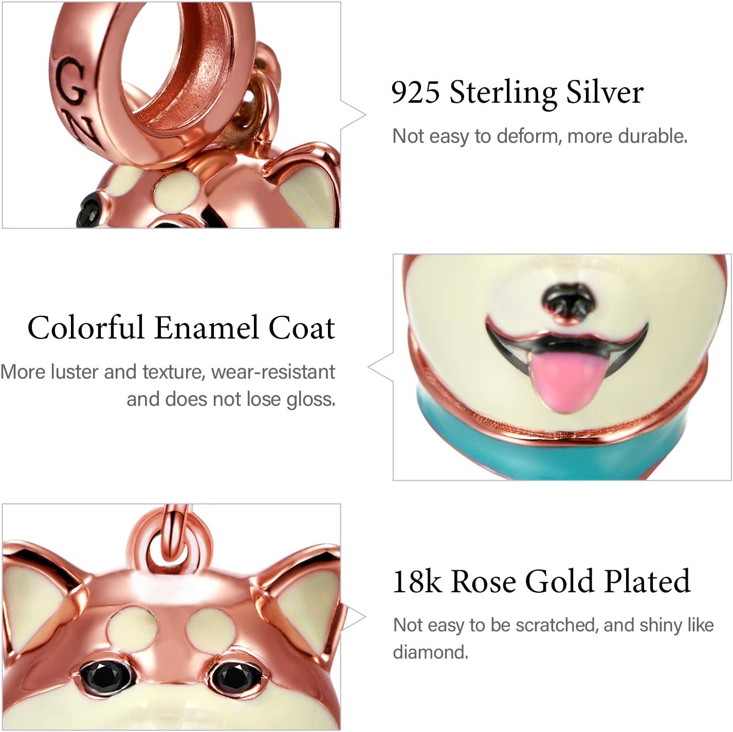 GNOCE Pet Dog Bowl Bead Charm For Women, S925 Sterling Silver Bead Charm NecklaceBracelet for Her, Jewelry Gift