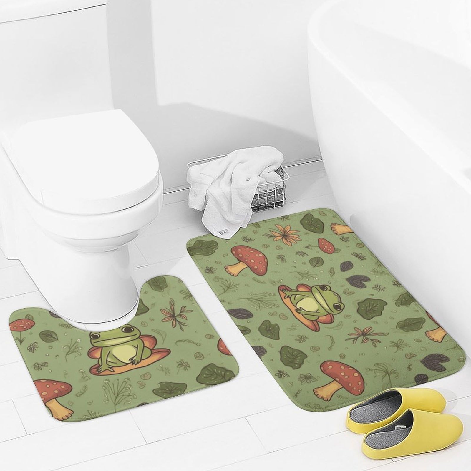 Tapis de bain absorbant en microfibre lot de 2 tapis toilette forme U
