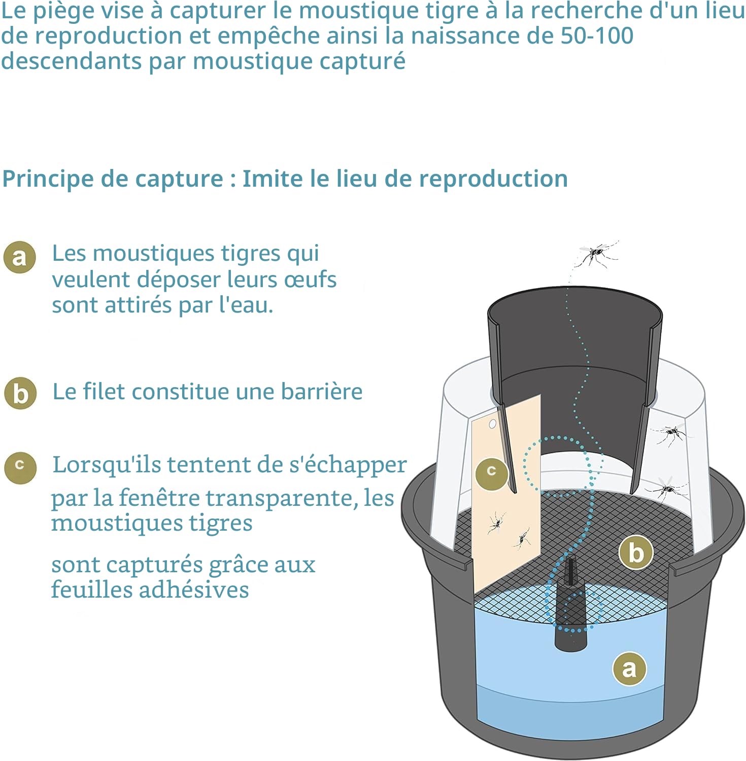 BIOGENTS BG-Gat Reflect-Tech - Piège À Moustiques Tigre Extérieur Anti-Ponte - sans Insecticide - Taux de Capture x2 - Limite la Reproduction - Facile à Installer - 2 Pièges + 4 Fiches Collantes
