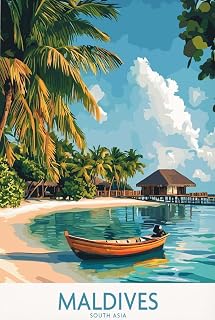 Maldives Wall Art Print Home Cafes Office Store Pubs Club Decor Vintage Metal 12X8 Inch