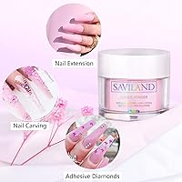 Vista 2 de Saviland Polvo acrílico rosa – Polvo de uñas acrílico de color profesional de 1 oz, polvo acrílico de color para extensión de uñas, tallado de arte