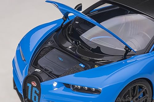 Miniatura 11 de AUTOart 2019 Bugatti Chiron Sport French Racing Blue y Carbon 118 Model Car