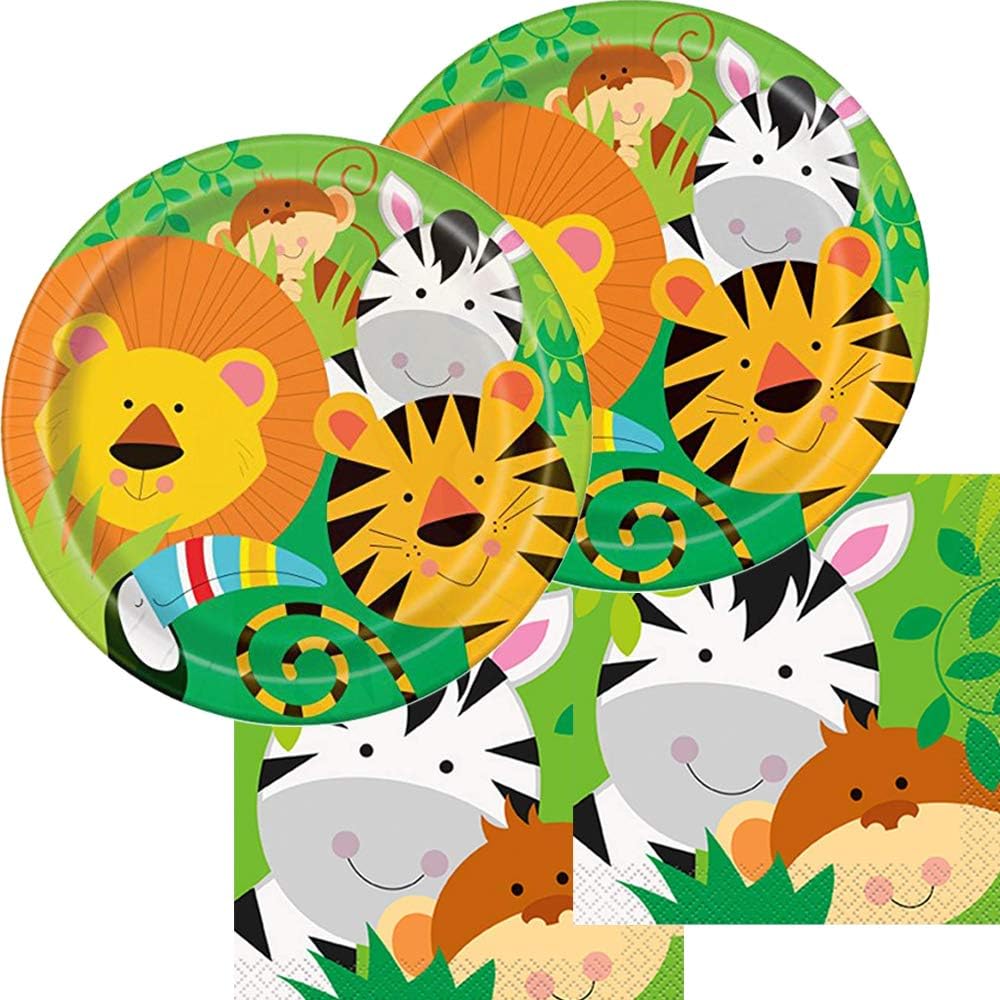 Animals Plates and Napkins Paper Wild One Party Supplies