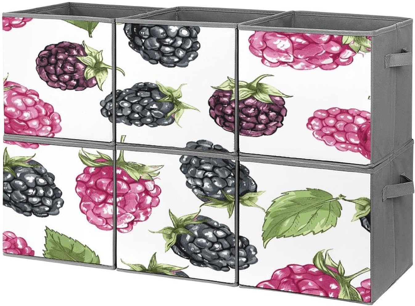 Multi Use Organizer Bins, Blackberry Fruit Pattern Printed Storage Bins, Foldable Storage Baskets Are Suitable For Bedrooms, Offices, And Cars