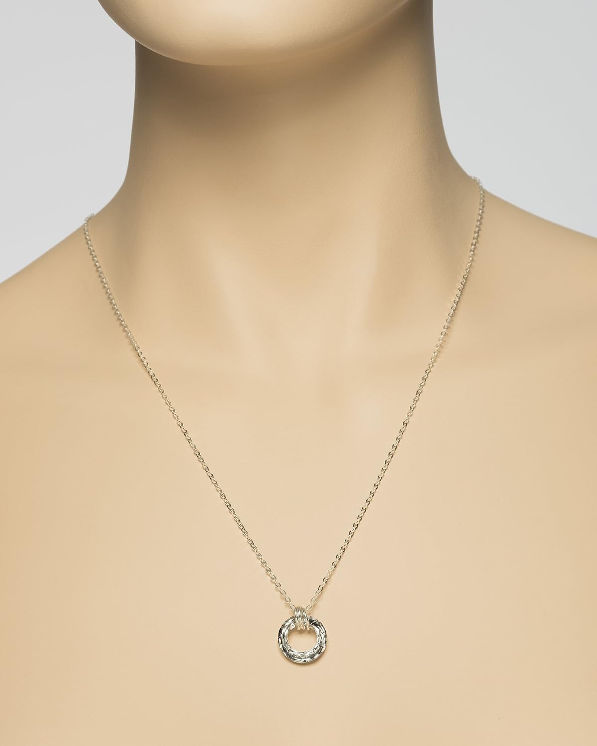 Stera Jewelry 925 Sterling Silver Circle Pendant Necklace Made with Swarovski Cosmic Ring Crystal
