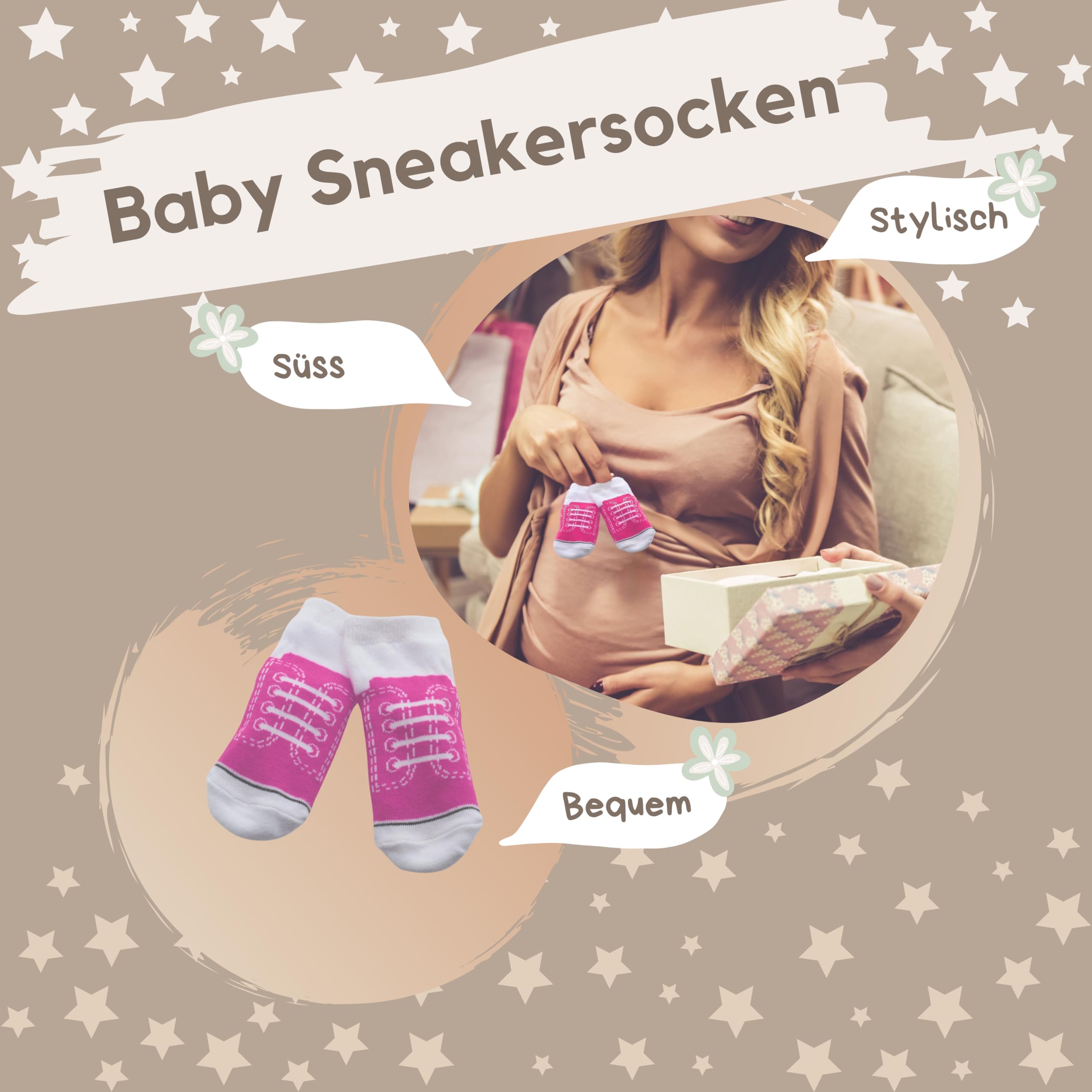 Trend Mama® | Sprüche Windeltorte | Meine Eltern sind jetzt auch Nachts erreichbar| 24 Windeln (Gr.2) Baby Lätzchen, Babysocken | Baby Party Geschenk (Rosa)