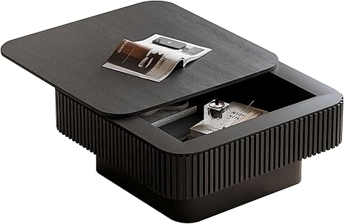 Miniatura 24 de LKTART Mesa de Centro con Tapa Elevable para Sala de Estar, Mesa de Centro Acanalada de Acento con Almacenamiento, Mesa de Té Central Rectangular