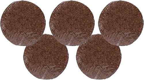 CaliKiwiPros 5 discos grandes de fibra de coco de 65 gm, tierra ideal para macetas para plantas de interior y exterior. 1 disco crea 1.5 libras de