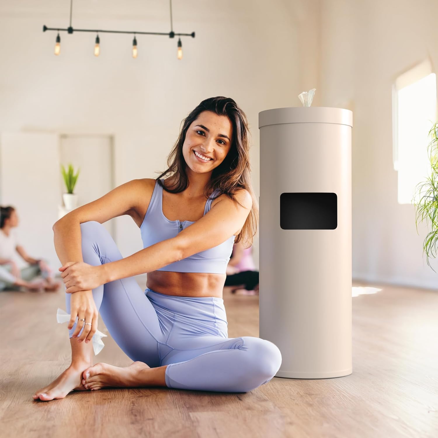 Wipex Gym Wipes Bundle: (1) Premium White Wipe Dispenser with Trash Bin - Stainless Steel and (1) 800ct Disinfecting Gym Wipes Refill Roll - Suitable Use for School, Office, Gym, and Public Venues