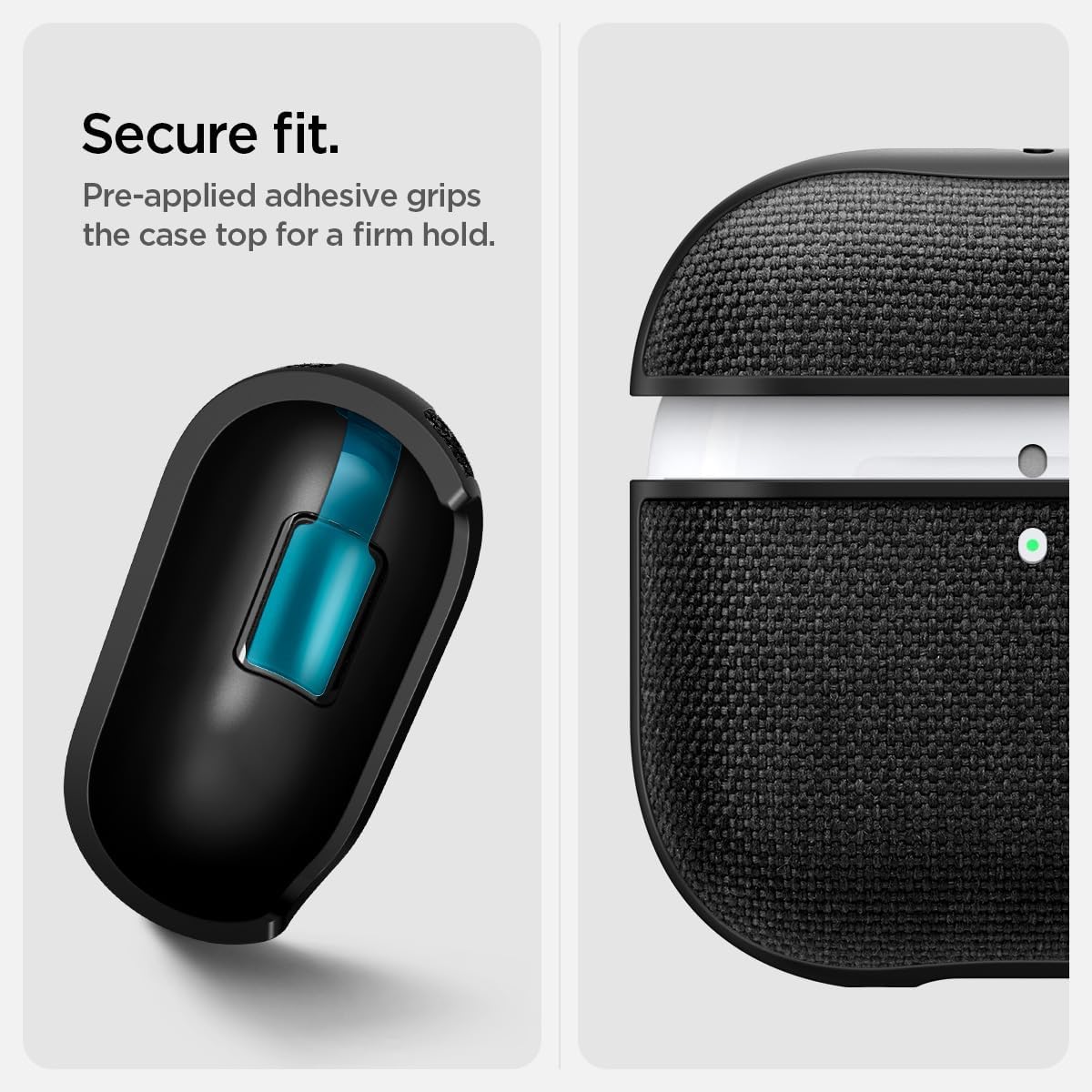 Spigen Urban Fit Designed for AirPods 4 Case (2024) Premium Fabric Cover with Carabiner Key Chain - Black